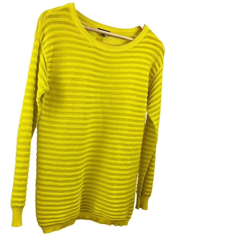 Yellow Sheer Striped Lightweight Sweater Vince Camuto Sheer Women's Size XS - Picture 9 of 11